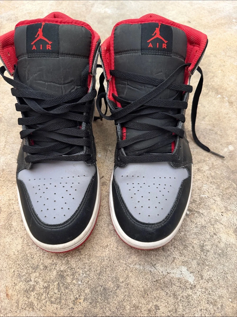 Jordan Men’s High-Top Sneakers in Black, Gray & Red
